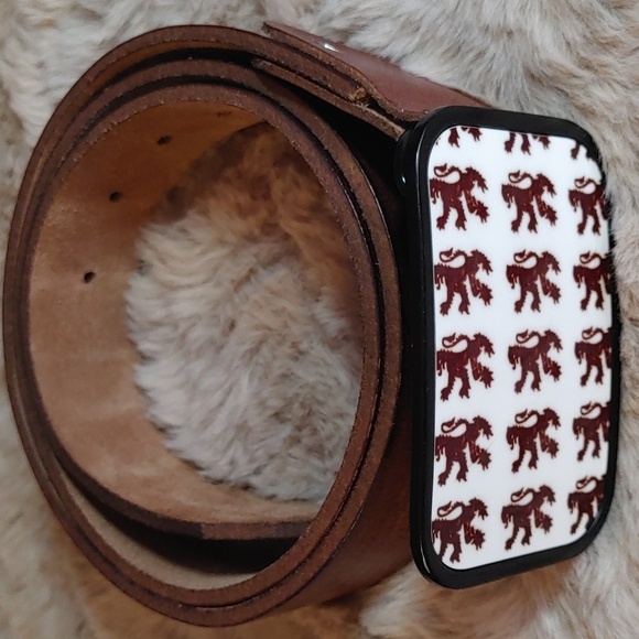 Superdry Unisex Brown leather Belt With Gryphon Belt Buckle - Picture 4 of 17